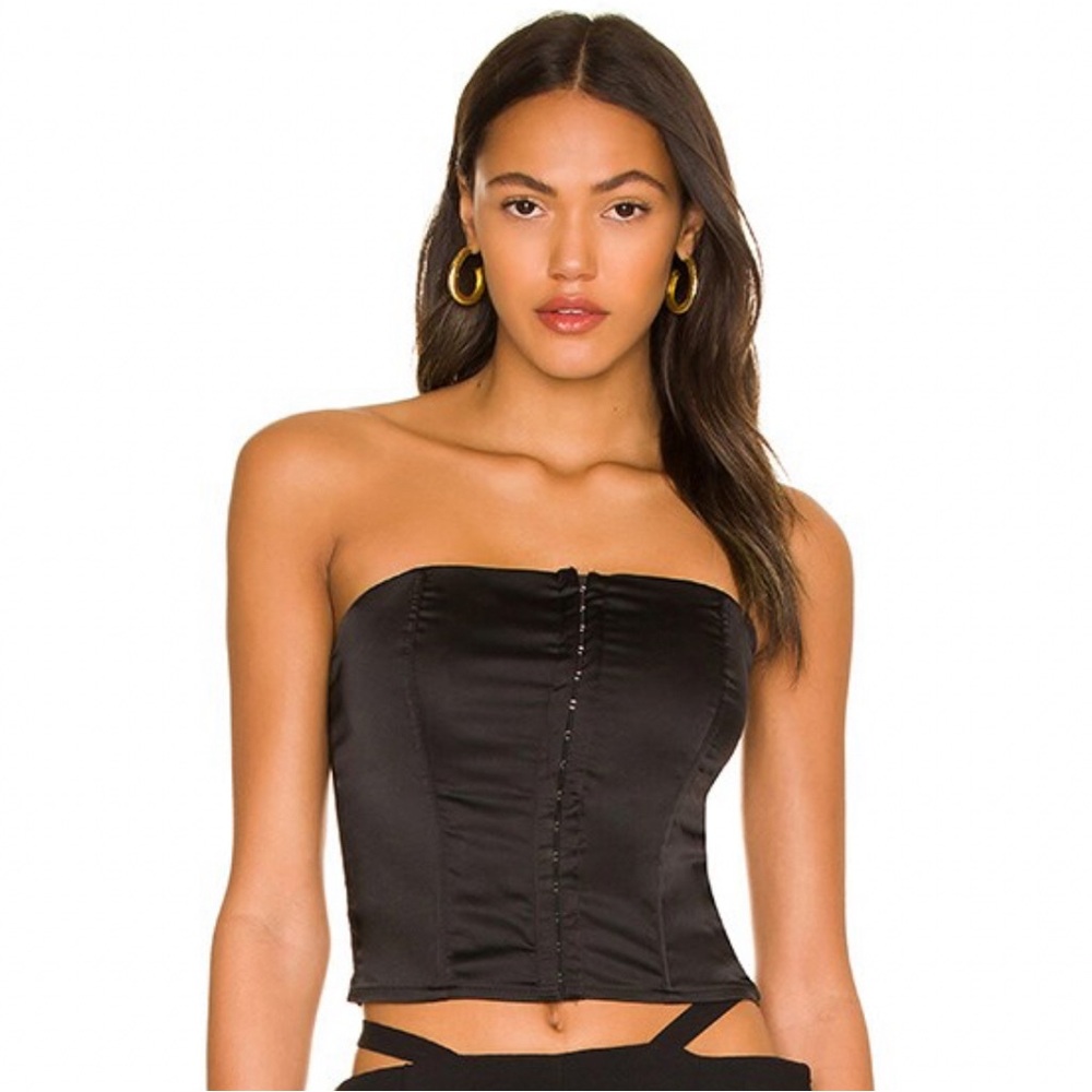 Superdown Black Bustier Corset Sleeveless Crop Top